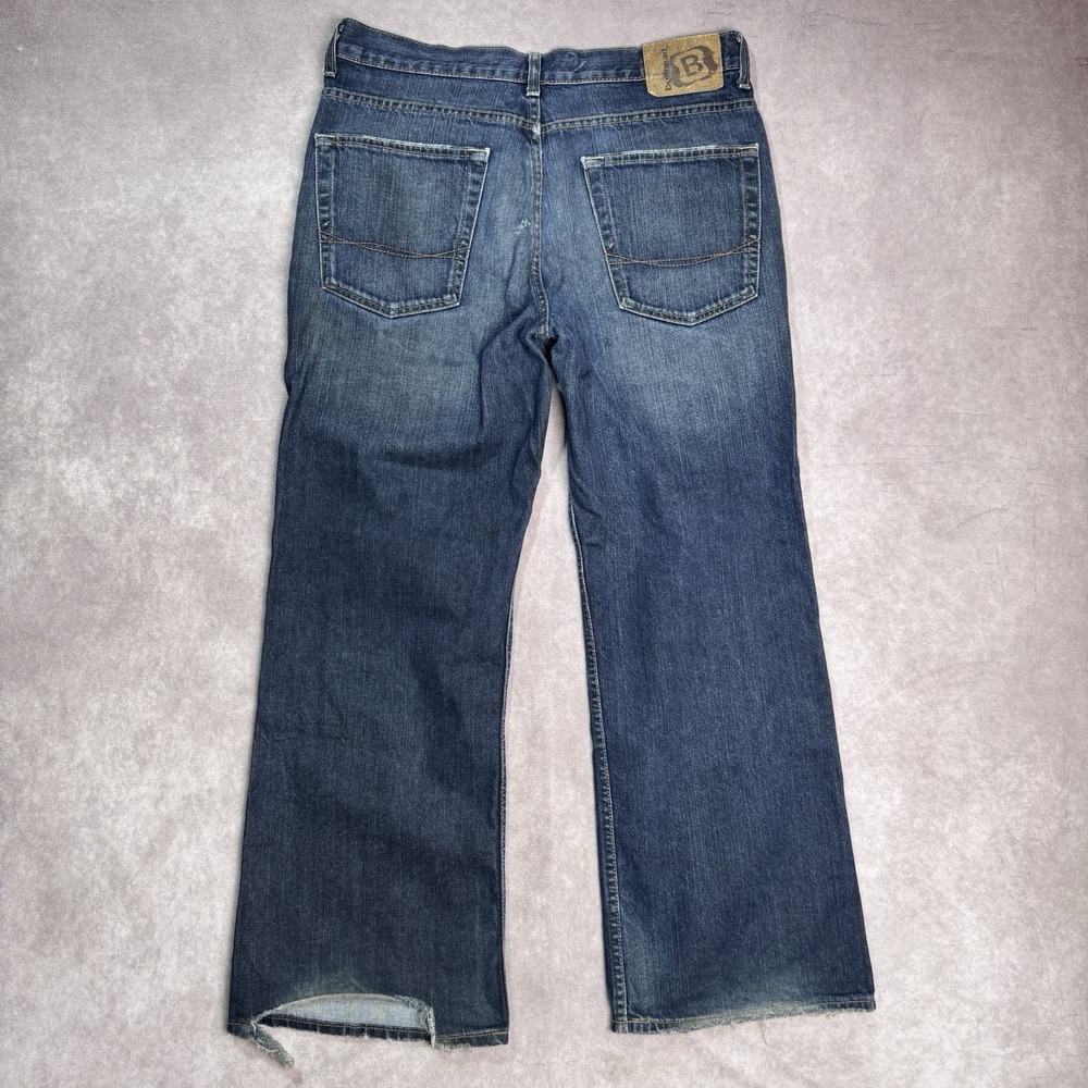 Y2K Bullhead Loose Boot Wide Leg Jeans Dark Wash 34x30 Skater Baggy Distressed